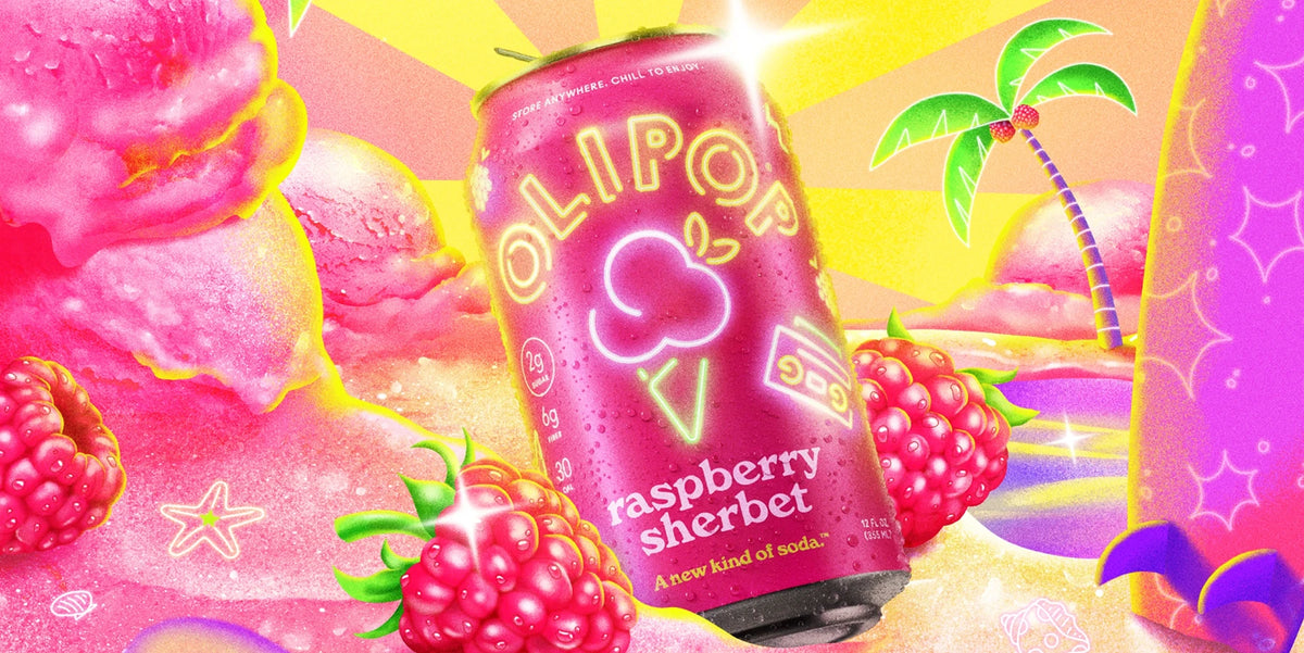 Raspberry Sherbet Prebiotic Soda 6g Fiber | OLIPOP