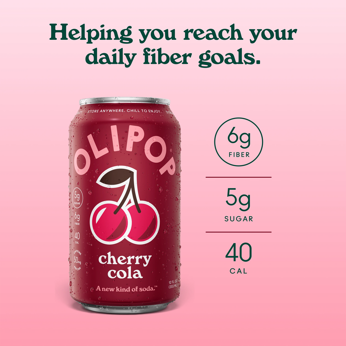 ミネラル5　pinoサマ Cherry Cola Prebiotic Soda 6g Fiber | OLIPOP