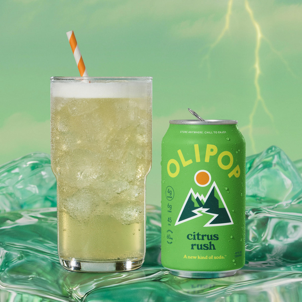 Citrus Rush Prebiotic Soda 6g Fiber | OLIPOP