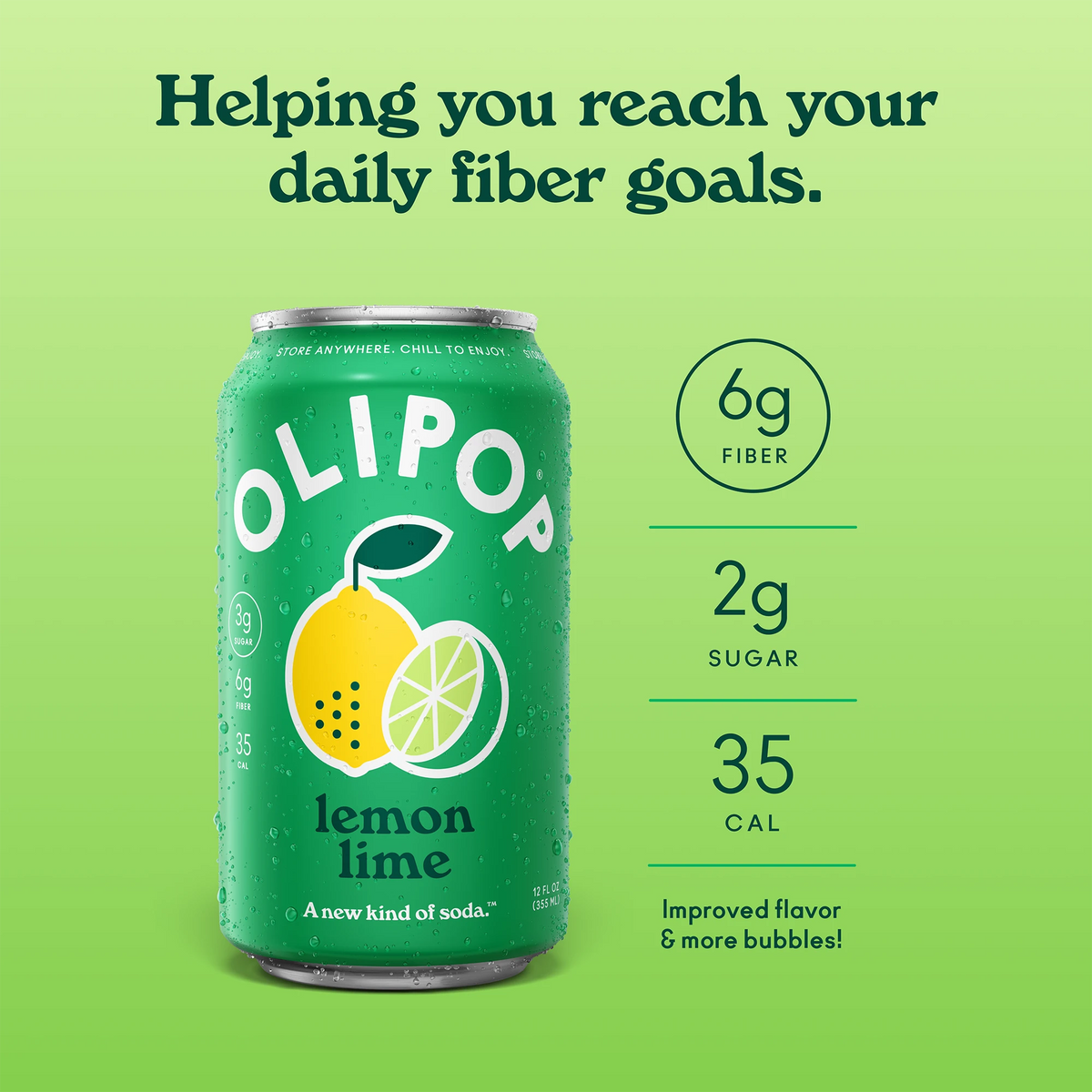 Lemon Lime Prebiotic Soda 6g Fiber | OLIPOP