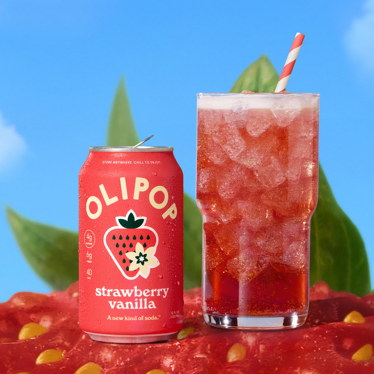 Strawberry Vanilla Prebiotic Soda 6g Fiber | OLIPOP