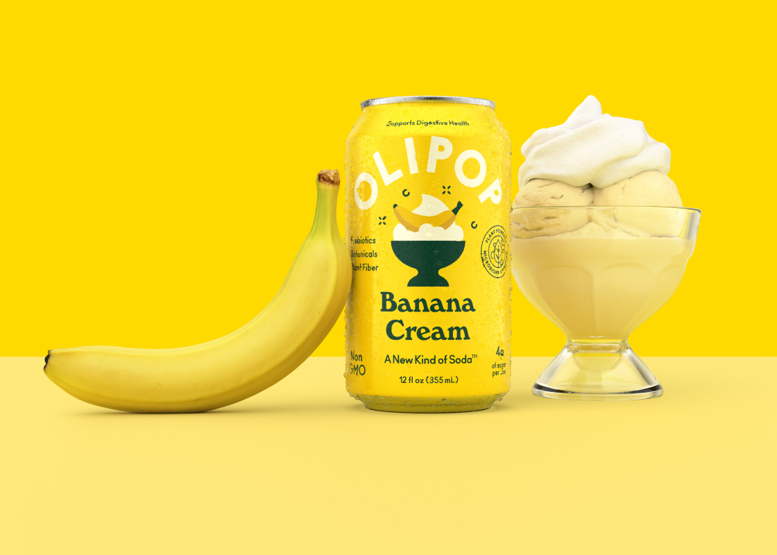 Banana Cream Prebiotic Soda 9g Fiber | OLIPOP