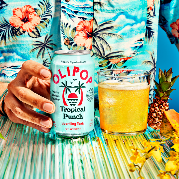 Tropical Punch Prebiotic Soda 9g Fiber | OLIPOP