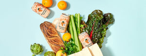 Foods with fiber and cans of OLIPOP