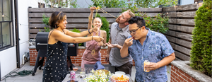 Chef Daniel Skurnick and friends enjoying BBQ