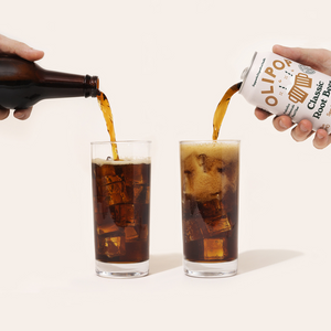 pouring root beer into glasses