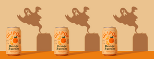Image of OLIPOP soda cans with ghosts appearing as shadows