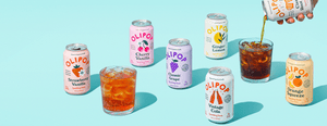 Variety of OLIPOP drinks lined up 