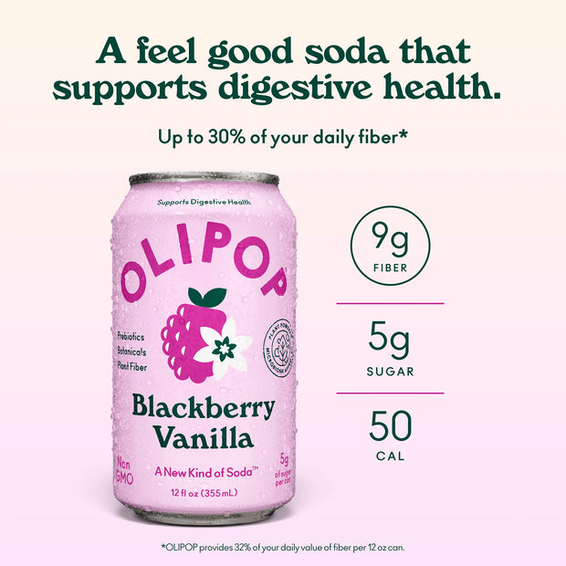Blackberry Vanilla Prebiotic Soda 9g Fiber | OLIPOP Blackberry Vanilla Prebiotic Soda 9g Fiber | OLIPOP
