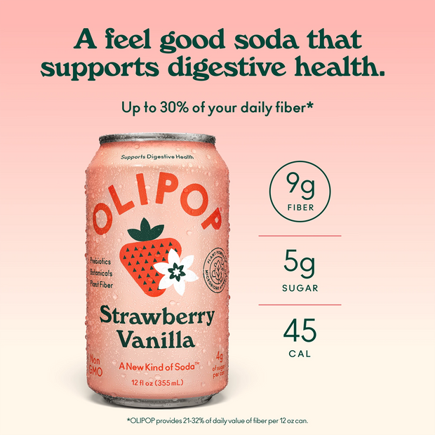 Strawberry Vanilla Prebiotic Soda | OLIPOP