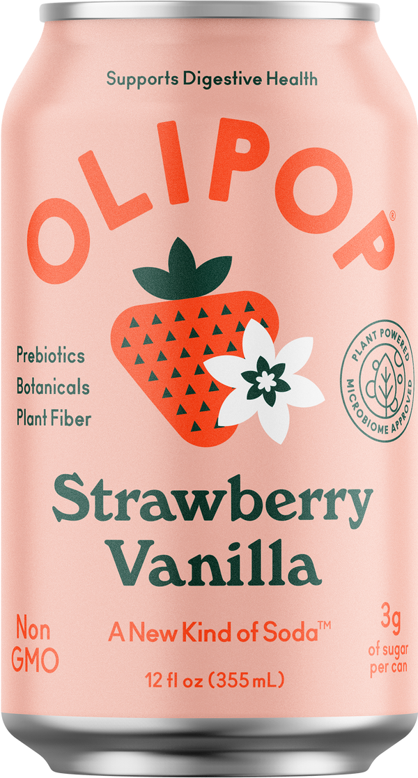 Olli Raspberry Vanilla Strawberry Vanilla Prebiotic Soda 12-Pack | OLIPOP
